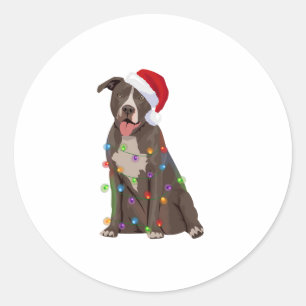 Pittie Pitbuli Weihnachtslicht Weihnachten Weihnac Runder Aufkleber