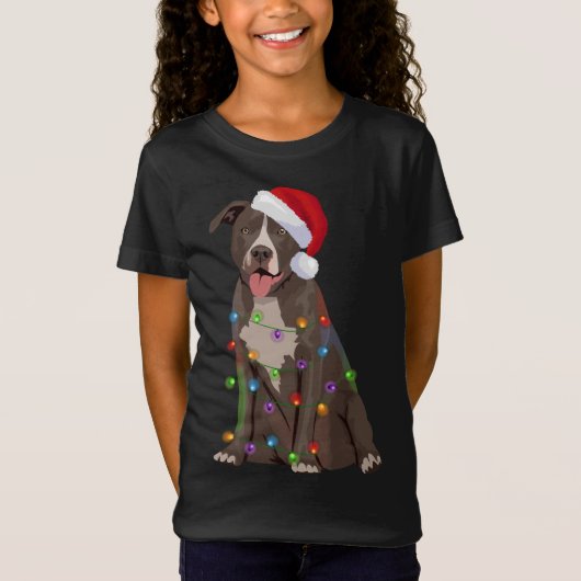 Pittie Pitbuli Weihnachtslicht Weihnachten Weihnac T-Shirt (Vorderseite)