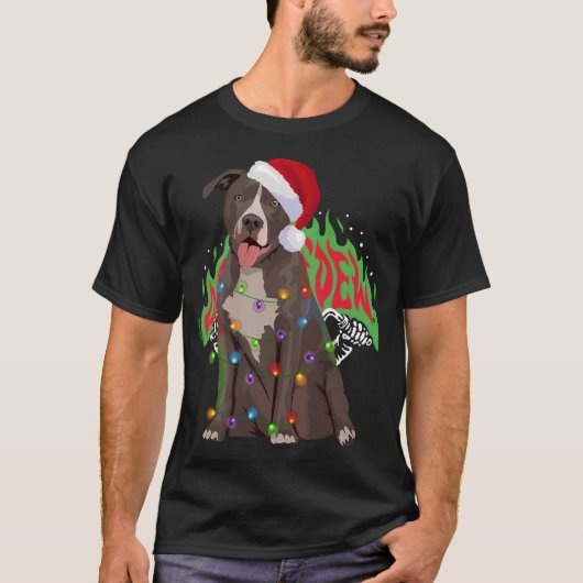 Pittie Pitbuli Weihnachtslicht Weihnachten Weihnac T-Shirt (Vorderseite)