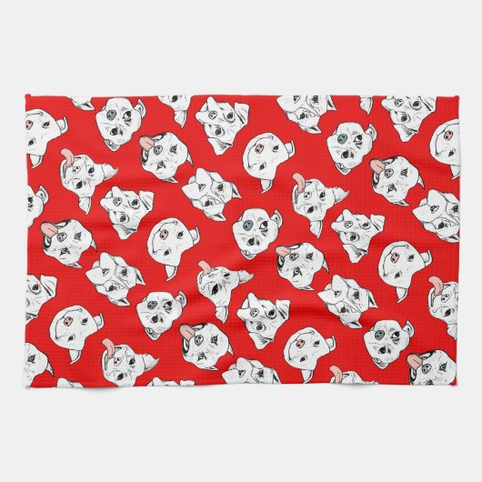 "Pittie Pittie bitte!" Hundeillustrations-Muster Geschirrtuch (Horizontal)