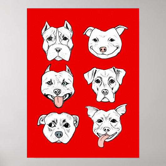 "Pittie Pittie Bitte!" Zeichnend Muster Poster (Vorne)