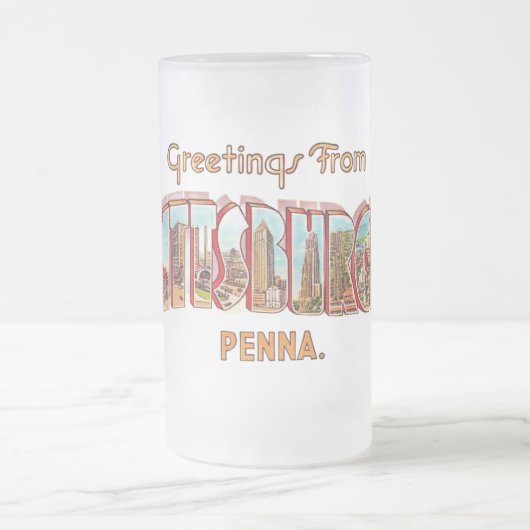 Pittsburg Gruß Mattglas Bierglas (Mittel)