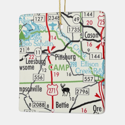 Pittsburg TX Road Map Keramikornament (Links)