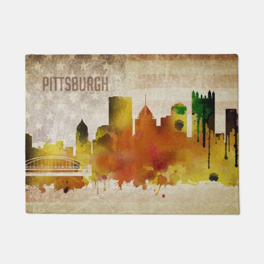 Pittsburgh, Aquarell-Stadt-Skyline PAs | Fußmatte (Vorderseite)