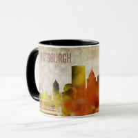 Pittsburgh, Aquarell-Stadt-Skyline PAs |