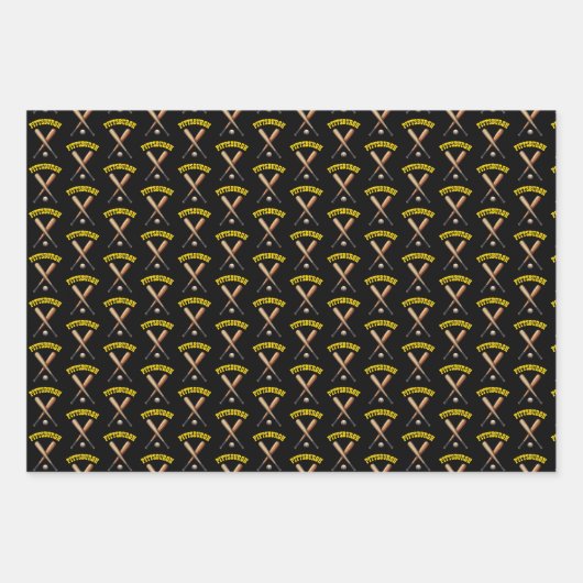 Pittsburgh Baseball Geschenkpapier Set (Vorderseite)