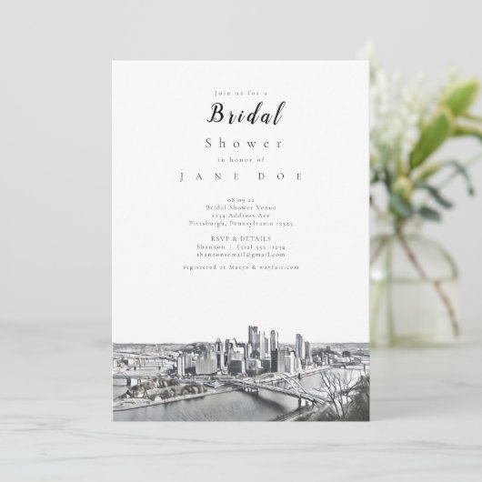 Pittsburgh Bridal Dusche Einladung (Stehend Vorderseite)