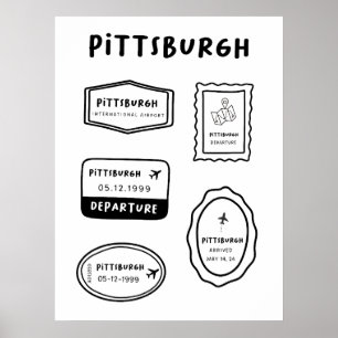 Pittsburgh - Briefmarke für Reisen   Minimalistisc Poster
