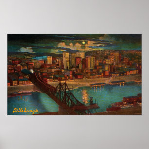 Pittsburgh by Moonlight Poster