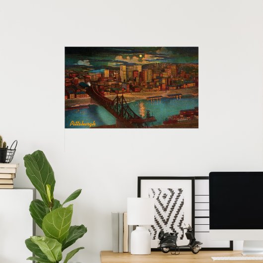 Pittsburgh by Moonlight Poster (Heimbüro)