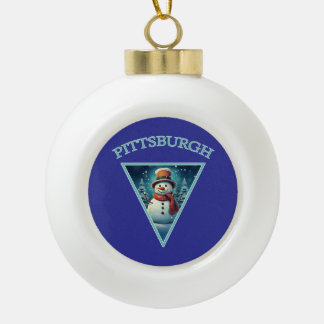 Pittsburgh Christmas Snowman Keramik Kugel-Ornament