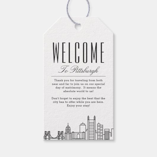 Pittsburgh City Skyline | Begrüßungsnachricht Geschenkanhänger (Vorderseite)