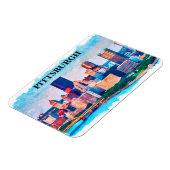 Pittsburgh Cityscape Aquarellbilder Magnet (Linke Seite)