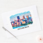 Pittsburgh Cityscape Aquarellbilder Rechteckiger Aufkleber (Umschlag)