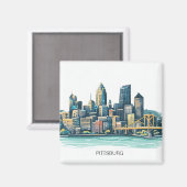 Pittsburgh Cityscape Magnet (Vorderseite/Rückseite)