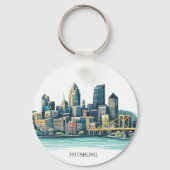 Pittsburgh Cityscape Schlüsselanhänger (Rückseite)