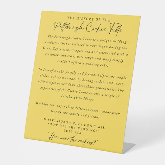 Pittsburgh Cookie Table Sign Sockelschild (Vorderseite)