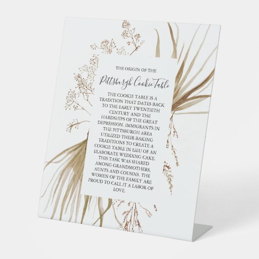 PITTSBURGH COOKIE TABLE SIGN WEDING SOCKELSCHILD (Vorderseite)