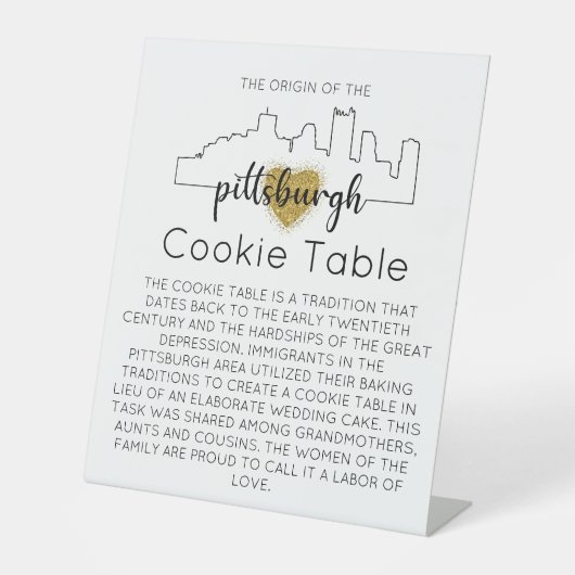 PITTSBURGH COOKIE TABLE SIGN WEDING SOCKELSCHILD (Vorderseite)
