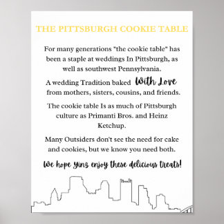 Pittsburgh Cookie Table Wedding Sign Poster