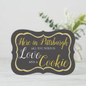 Pittsburgh Cookie-Tisch-Schild Einladung (Stehend Vorderseite)