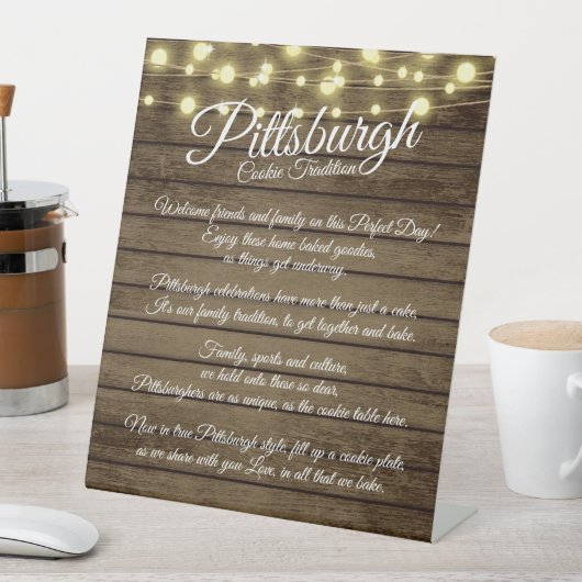 Pittsburgh Cookies Table Rustic Table Sign Sockelschild (In Situ)