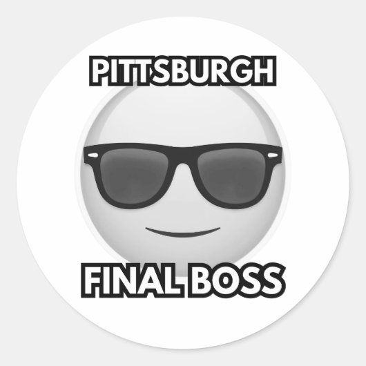 Pittsburgh Final Boss Cool Emoji Runder Aufkleber (Vorderseite)