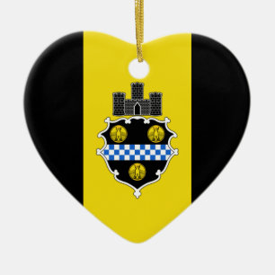 Pittsburgh-Flaggen-Herz Keramik Ornament