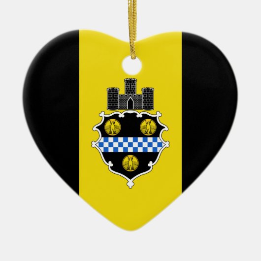 Pittsburgh-Flaggen-Herz Keramik Ornament (Vorne)