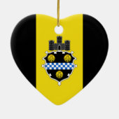 Pittsburgh-Flaggen-Herz Keramik Ornament (Hinten)