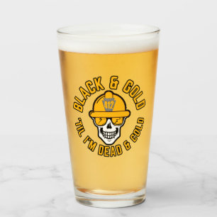 Pittsburgh Football Fan Black and Gold Skull Canva Glas
