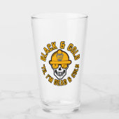 Pittsburgh Football Fan Black and Gold Skull Canva Glas (Vorderseite)