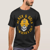 Pittsburgh Football Schwarz und Gold Skull Canva T-Shirt (Vorderseite)