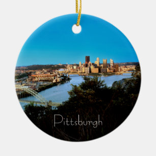 Pittsburgh Foto-Weihnachtenc$verzierung-doppeltes Keramikornament