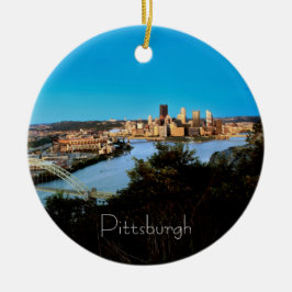 Pittsburgh Foto Weihnachtsschmuck-doppelseitig Keramikornament