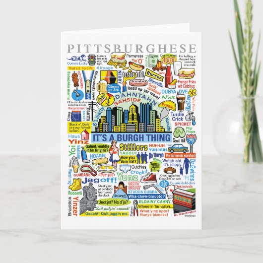 Pittsburgh Language Fun Pittsburghese Artwork Karte (Vorderseite)