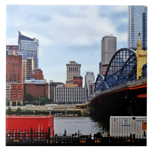 Pittsburgh PA - Bahn by Smithfield St Bridge Fliese (Vorderseite)
