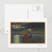 Pittsburgh, PA - Nachtblick auf Steamer & Ohio Postkarte (Vorne/Hinten)