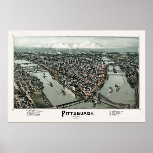 Pittsburgh, PA Panoramic Map - 1902 Poster (Vorne)