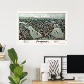 Pittsburgh, PA Panoramic Map - 1902 Poster (Heimbüro)