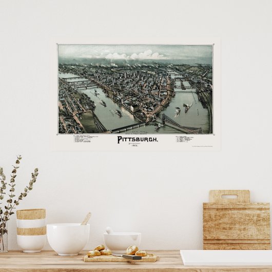 Pittsburgh, PA Panoramic Map - 1902 Poster (Küche)