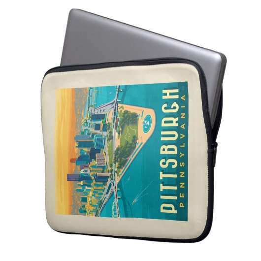 Pittsburgh, PA | Vogelperspektive Laptopschutzhülle (Vorderseite Links)