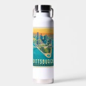 Pittsburgh, PA | Vogelperspektive Trinkflasche (Vorne)