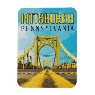Pittsburgh, PA Yellow Bridge Vintage Magnet