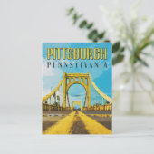 Pittsburgh, PA Yellow Bridge Vintage Postkarte (Stehend Vorderseite)