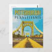 Pittsburgh, PA Yellow Bridge Vintage Postkarte (Vorne/Hinten)