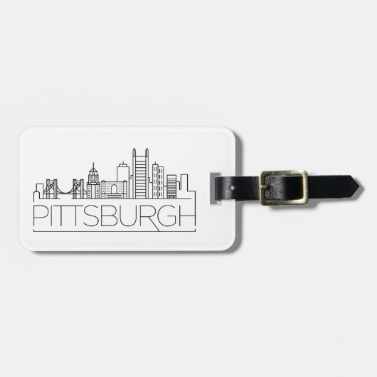 Pittsburgh, Penn Stylized City Skyline Gepäckmarke Gepäckanhänger (Vorderseite horizontal)