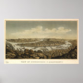 Pittsburgh Pennsylvania 1874 Antike Panoramakarte Poster (Vorne)
