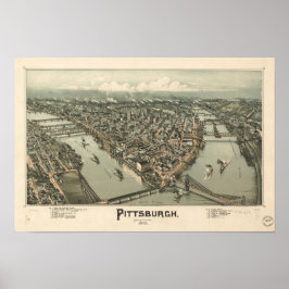 Pittsburgh Pennsylvania 1902 Antike Panoramakarte Poster