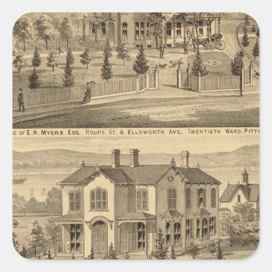 Pittsburgh, Pennsylvania 2 Quadratischer Aufkleber (Vorderseite)